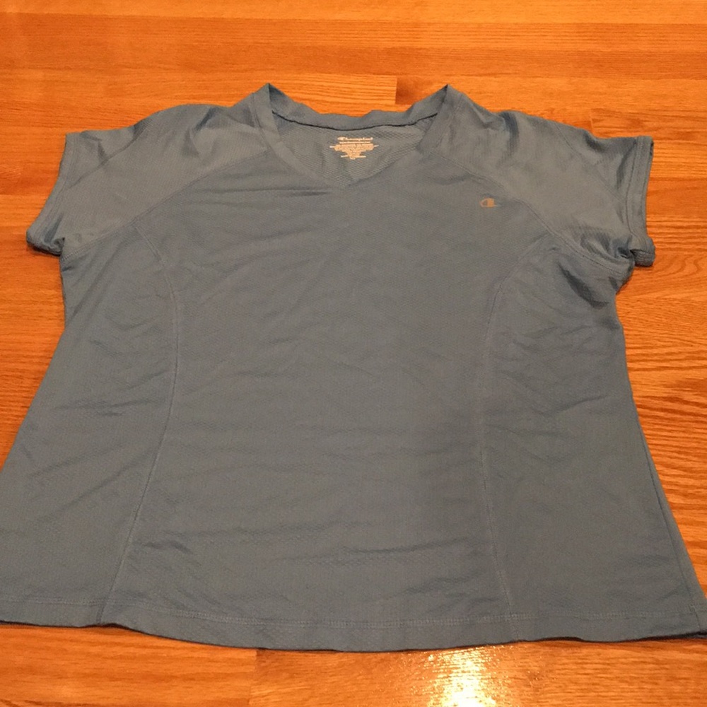 Champion Light Blue Cap Sleeve Mesh Running Shirt